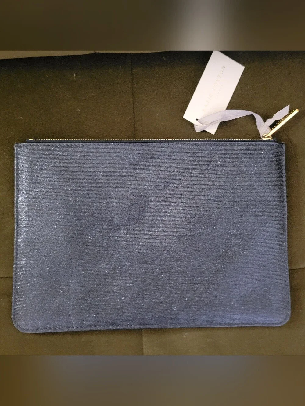 Katie Loxton Beautiful Dreamer Perfect Pouch Metallic Blue Vegan Leather
